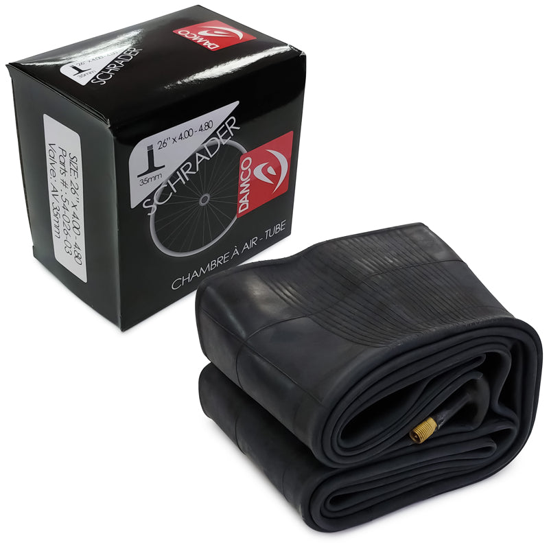 DAMCO, FAT & PLUS TUBES (20 or 26 inch wheels), Schrader valve