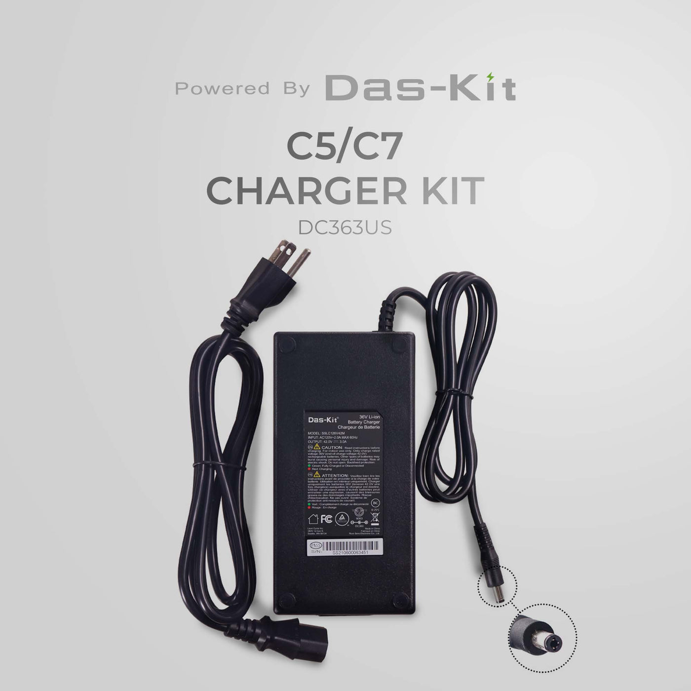 DAS-KIT, CHARGER KIT, 36V3Ah, for NCM C5/C7