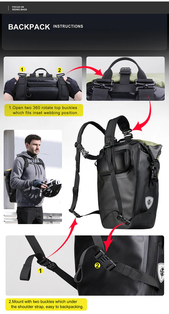Rhinowalk 27L Waterproof Rear Rack Pannier Back Pack -X21669BK