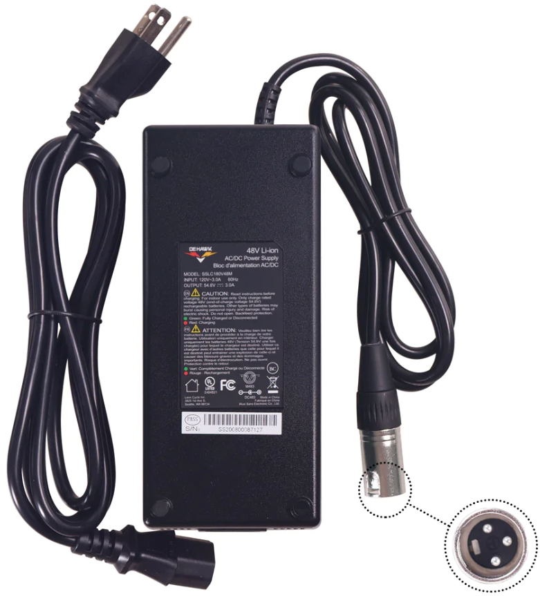 DAS-KIT 3-PIN CHARGER - M483US - ET F1000 (48V, 3A)