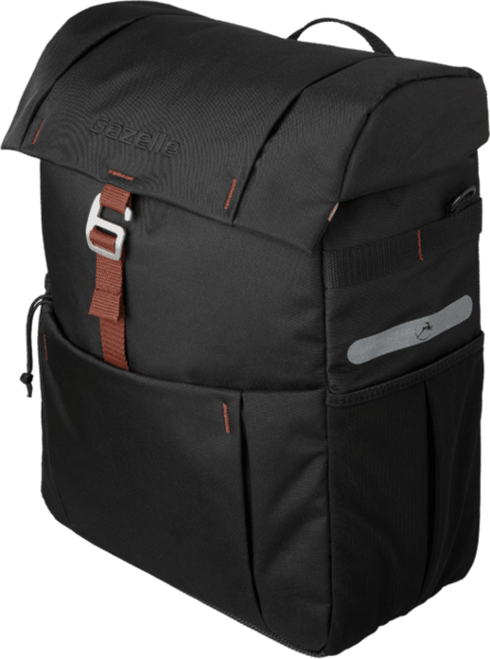 Gazelle, Single Bike Pannier,  Black/Brown, 18.5L Gear Capacity