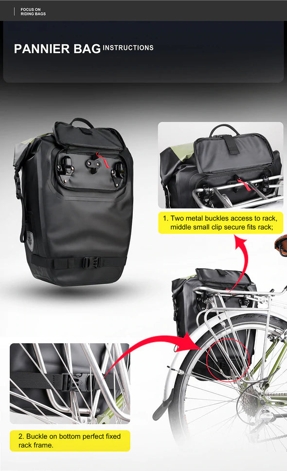 Rhinowalk 27L Waterproof Rear Rack Pannier Back Pack -X21669BK